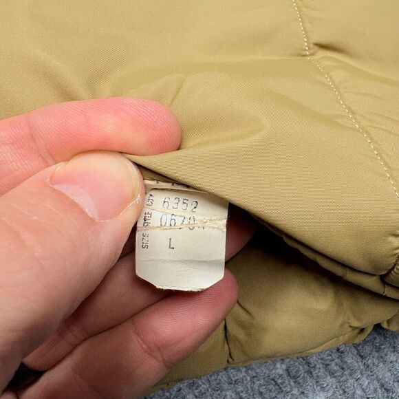 Vintage Golden Fleece Quilted Puffer Vest Jacket Men Large Brown/Tan Made In USA - Picture 9 of 13